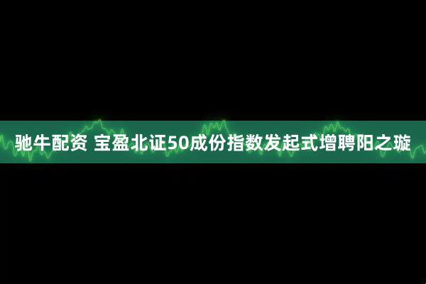 驰牛配资 宝盈北证50成份指数发起式增聘阳之璇